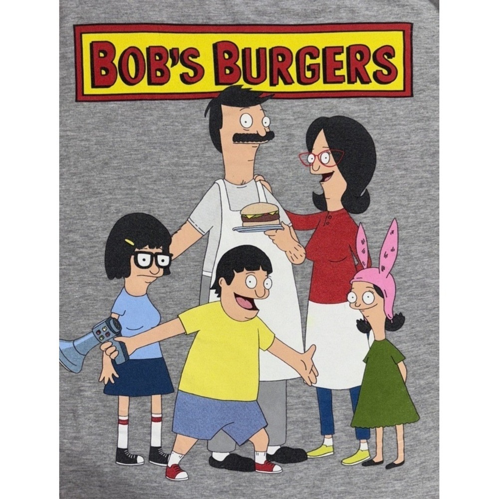 Bob's Burgers Family Graphic Size L T Shirt Gray Adult Short Sleeve Tee‎